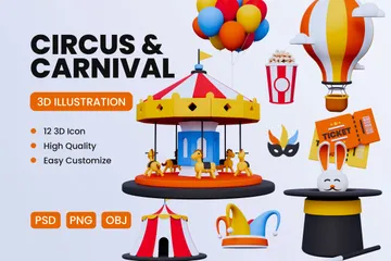 Carnaval y Circo Paquete de Icon 3D