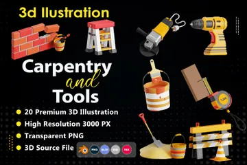 Carpentry And Tools 3D Icon Pack