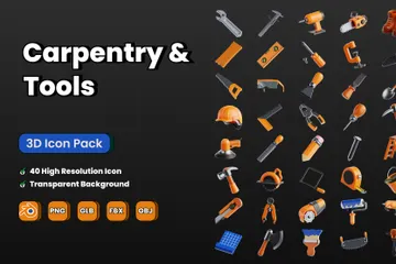 Carpentry And Tools 3D Icon Pack