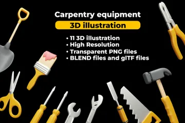 Carpentry Equipment 3D Icon Pack