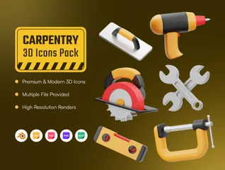 Carpentry Tools 3D Icon Pack