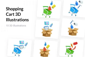 Carrinho de compras Pacote de Illustration 3D