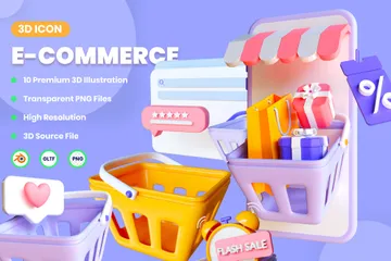 Cart Shopping For Online Shopping 3D Icon Pack