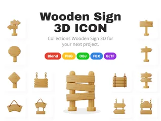 Cartel de madera Paquete de Icon 3D