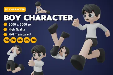 Cartoon Character Boy 3D Illustration Pack