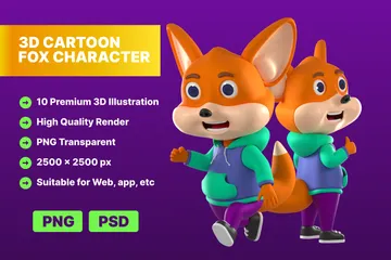 CARTOON FOX CHARACTER 3D Illustration Pack