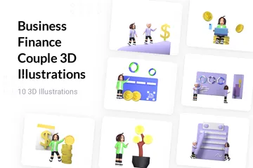 Casal de finanças empresariais Pacote de Illustration 3D