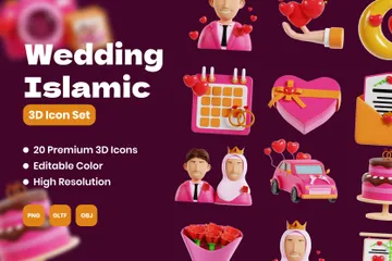 Casamento Islâmico Pacote de Icon 3D
