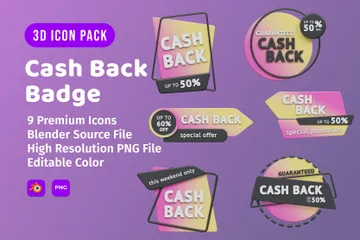 Cash Back Badge 3D Icon Pack