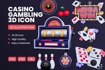 Casino-Glücksspiel 3D Icon Pack
