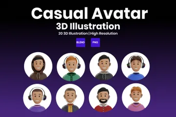 Lässiger Avatar 3D Icon Pack