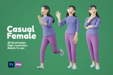 Casual Female 3D Illustration Pack