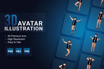 Lässiger Mann-Avatar 3D Illustration Pack