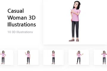 Casual Woman 3D Illustration Pack