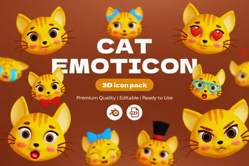 Cat Emoticon 3D Icon Pack
