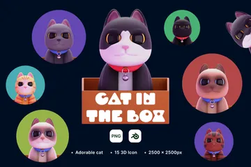 Cat In The Box 3D Icon Pack