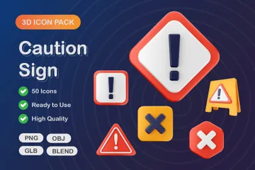 Caution Sign 3D Icon Pack