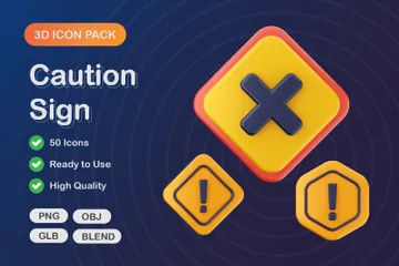 Caution Sign 3D Icon Pack