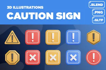 Caution Sign 3D Icon Pack