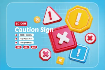 Caution Sign 3D Icon Pack