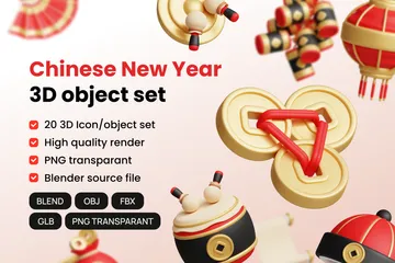 Celebração Cultural Chinesa Pacote de Icon 3D