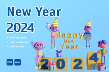 Celebração de Ano Novo Pacote de Illustration 3D