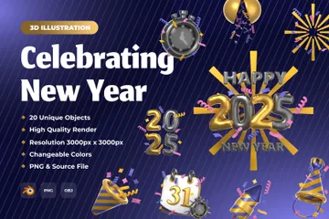 Celebrando el año nuevo Paquete de Icon 3D