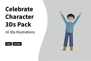 Celebrar el personaje 3D Illustration Pack