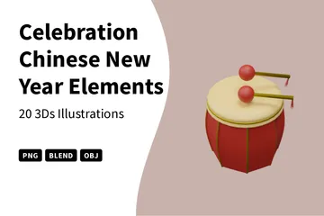 中国の旧正月のお祝いの要素 3D Iconパック