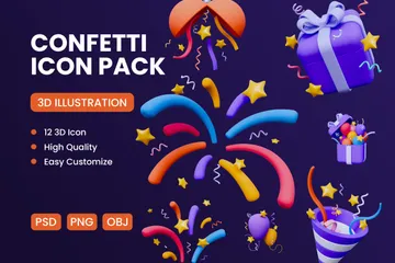 Célébration des confettis Pack 3D Icon