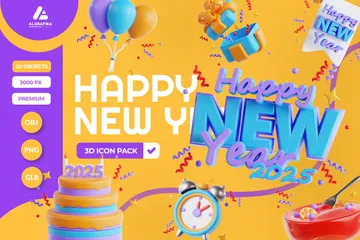 Célébration du nouvel an Pack 3D Icon