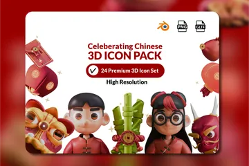 Célébration du festival chinois Pack 3D Icon