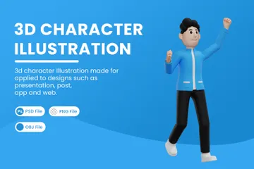 Célébrer le succès d'un homme d'affaires 3D Illustration Pack