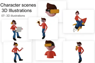 Cenas de personagens Pacote de Illustration 3D