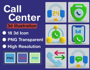 Centre d'appel Pack 3D Icon