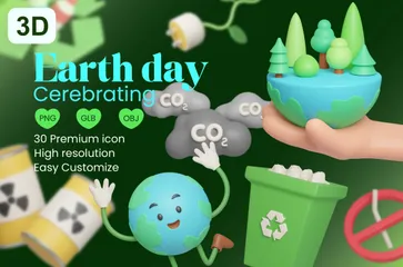 Cerebrado do Dia da Terra Pacote de Icon 3D