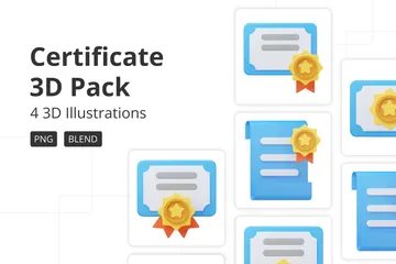 Certificate 3D Icon Pack