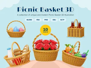Cesta de picnic Paquete de Icon 3D
