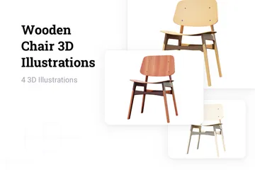 Chaise en bois Pack 3D Illustration