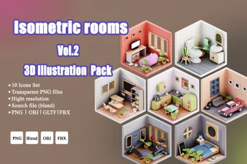 Chambres Vol.2 Pack 3D Illustration