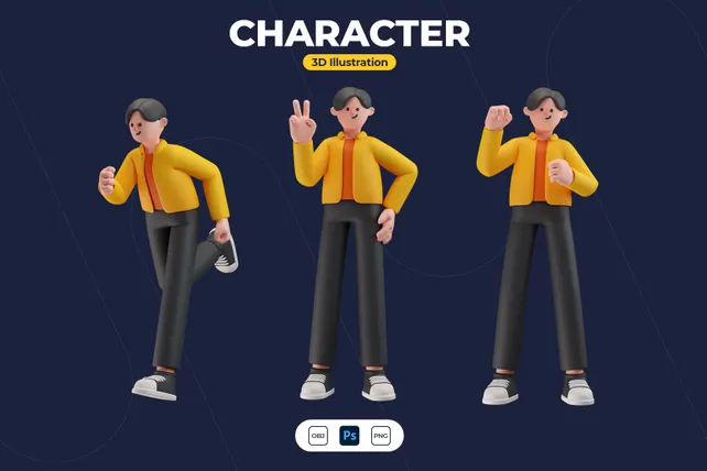 Character 3D Illustration Pack - 20 People 3D Illustrations | PNG ...