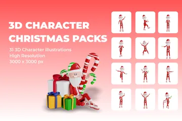 Character Christmas 3D Illustration Pack