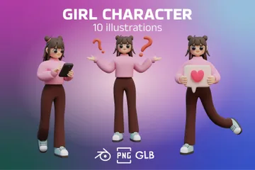 Character Girl 3D Illustration Pack