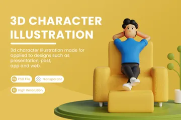 Character Is Lazing 3D Illustration Pack