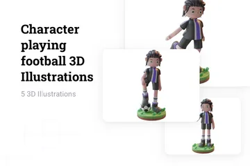 Character Playing Football 3D Illustration Pack