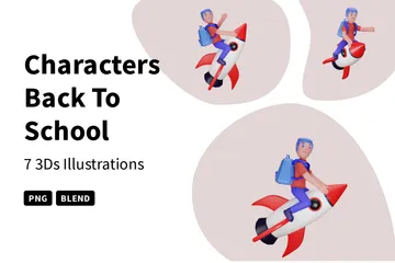 Characters Back To School 3D Illustration Pack