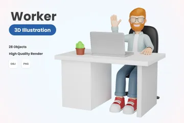 Charakterarbeiter 3D Illustration Pack