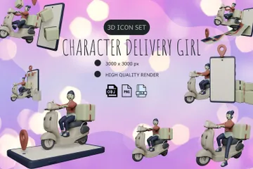 Charakter Liefermädchen 3D Illustration Pack