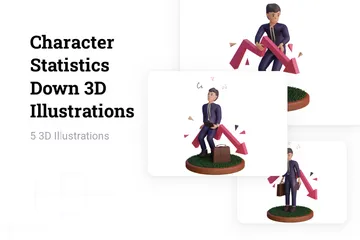 Charakterstatistiken nach unten 3D Illustration Pack