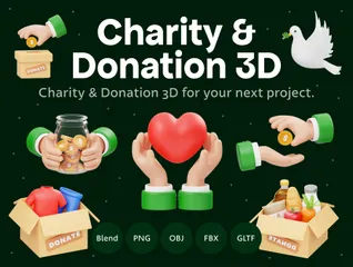 慈善活動と寄付 3D Iconパック